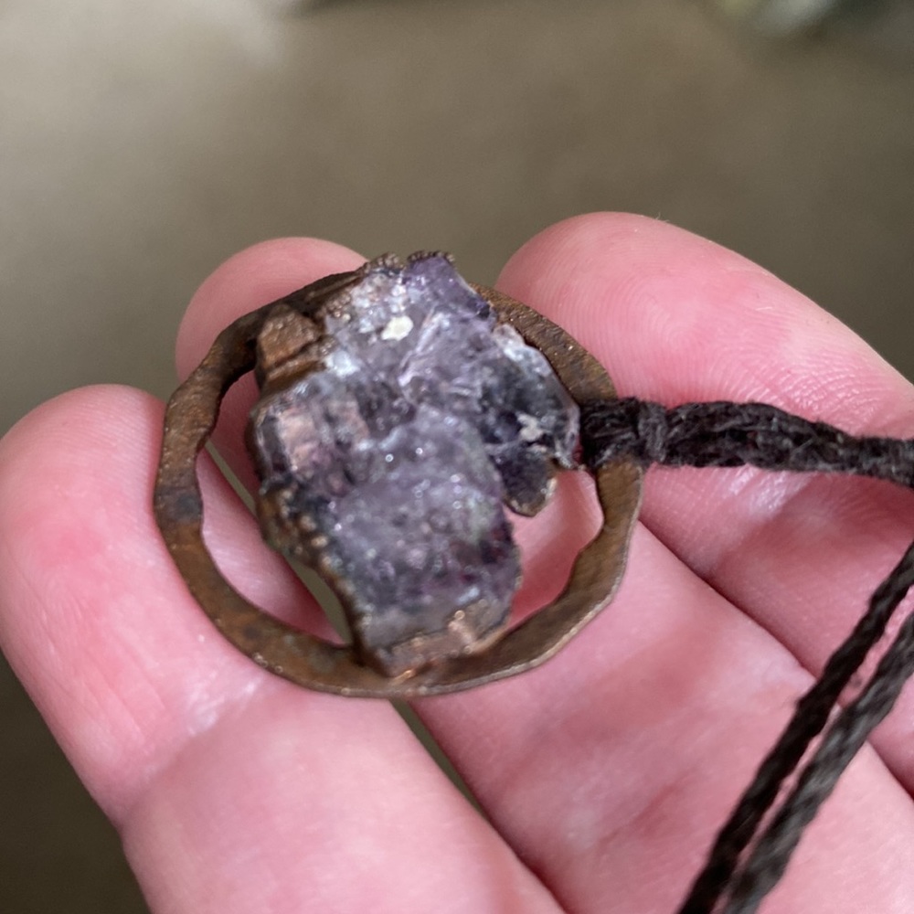 💜AMETHYST CLUSTER💜pendant. OOAK handmade beautiful electroformed pendant.